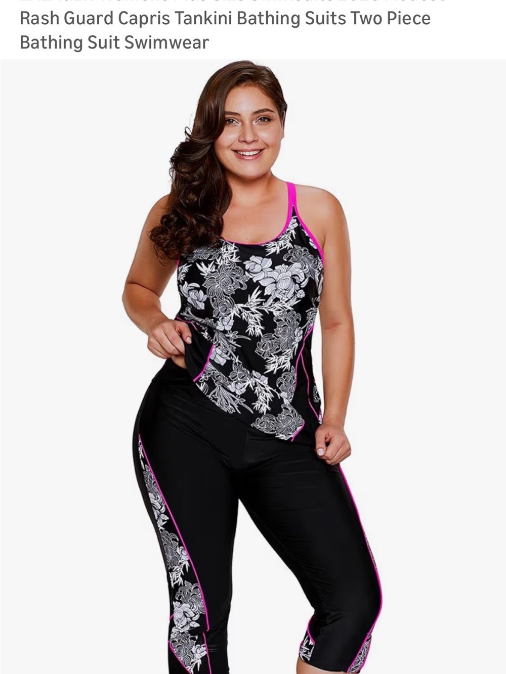 Lalagen women plus size capri rash guard tankini 2 piece swimsuit 3x 22-24